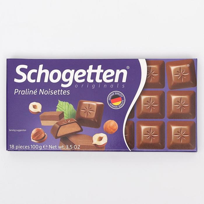 Шоколад молочный Schogetten Praliné Noisettes Chocolate Шоколад молочный Schogetten Praliné Noisettes Chocolate "Ореховое пралине", 100 г