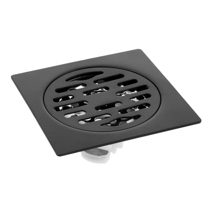 Трап ZEIN, 100х100 мм, вертикальный, с патрубком, нержавеющая сталь, черный Трап ZEIN, 100х100 мм, вертикальный, с патрубком, нержавеющая сталь, черный