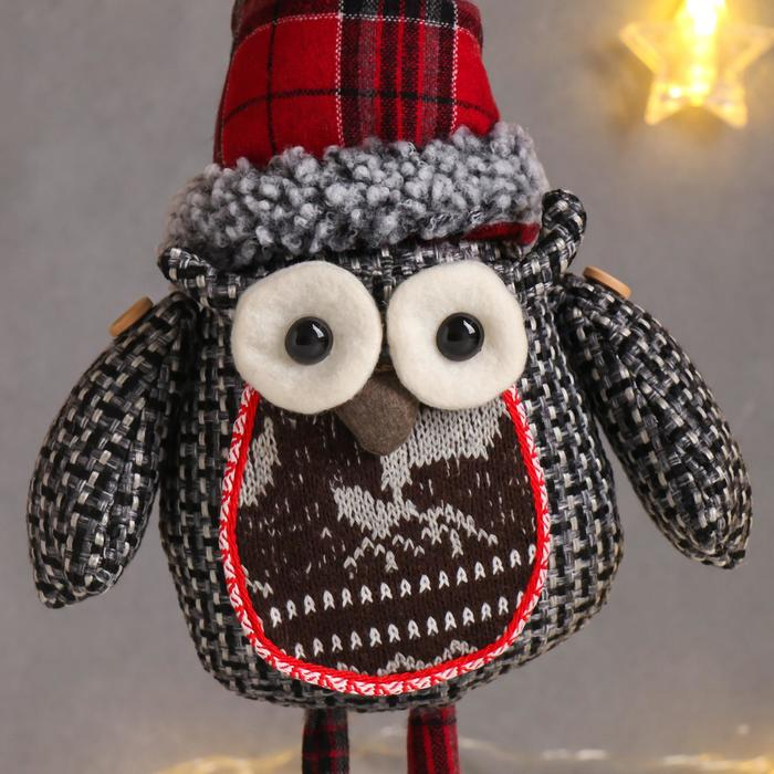 Кукла интерьерная Кукла интерьерная "Совёнок в клетчатом колпаке и оленями на пузике" 49 см