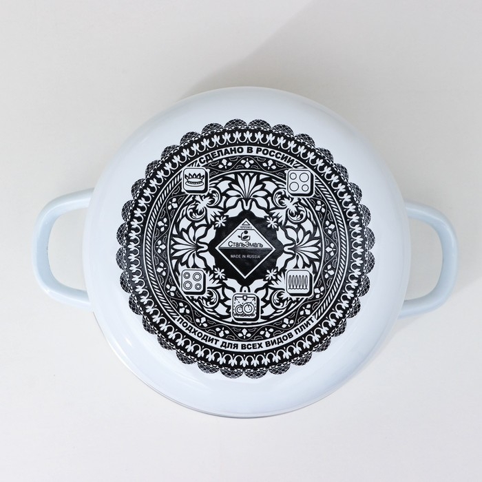 Кастрюля эмалированная «Черешня», 4 л, индукция, цвет белый Кастрюля эмалированная «Черешня», 4 л, индукция, цвет белый