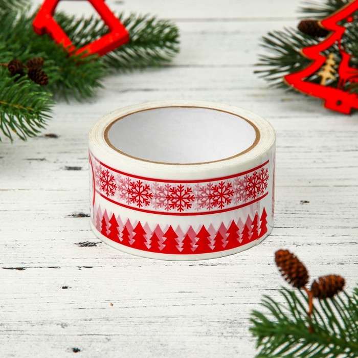 Новый год. Скотч с логотипом  Новый год. Скотч с логотипом "ДраконСнежинкиЕлки" 48*45м 45мкм