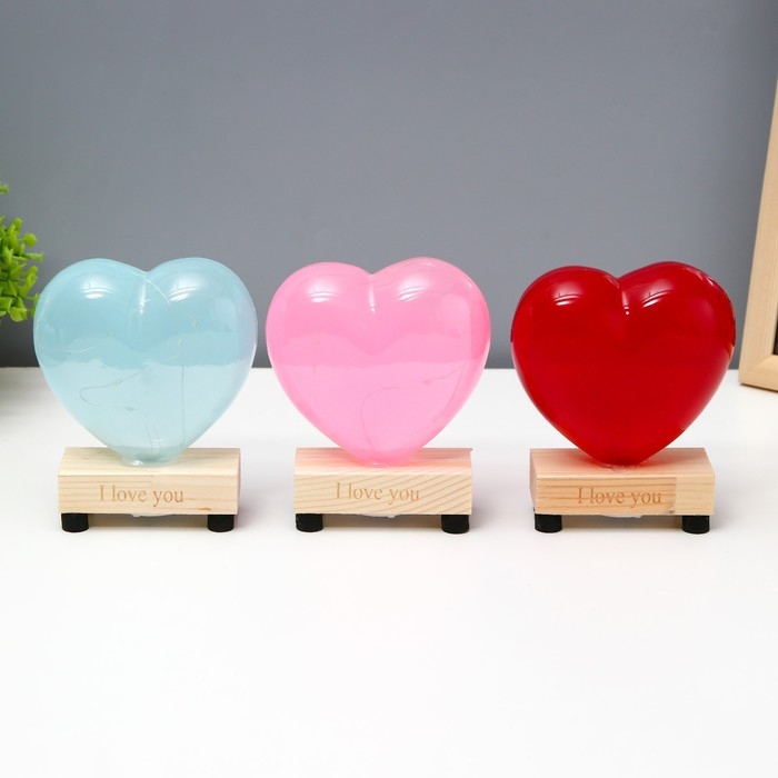 Ночник Ночник "Сердце. Любовь" LED от батареек 3хLR44 МИКС 9,5х4х12 см RISALUX