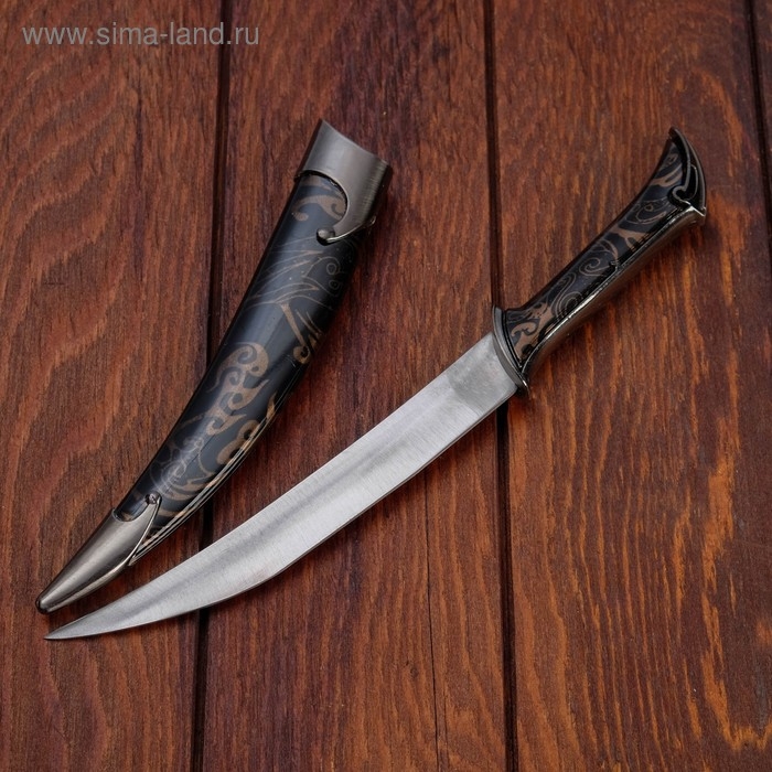Нож черный в чехле (узор) пластик, 28 см Нож черный в чехле (узор) пластик, 28 см