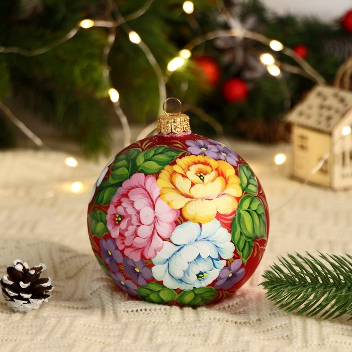 Набор из 4-х ёлочных шаров 100 мм «Неповторимый букет» Набор из 4-х ёлочных шаров 100 мм «Неповторимый букет»