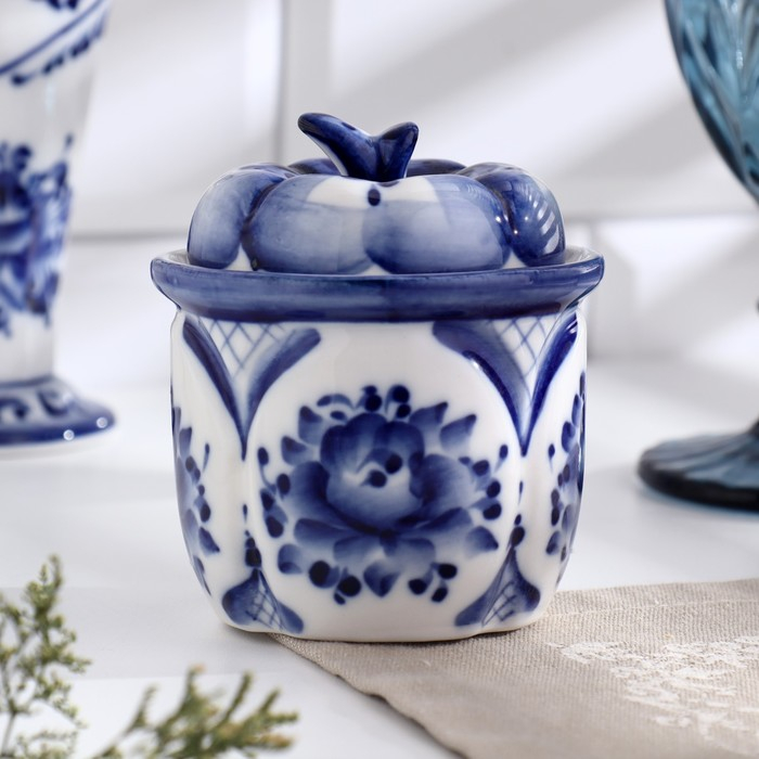 Солонка «Осень», 7,5х7,5х9,5 см, гжель Солонка «Осень», 7,5х7,5х9,5 см, гжель