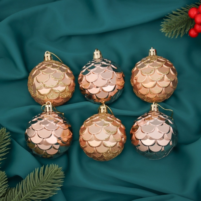 Набор шаров пластик d-6 см, 6 шт Набор шаров пластик d-6 см, 6 шт "Шишечки"