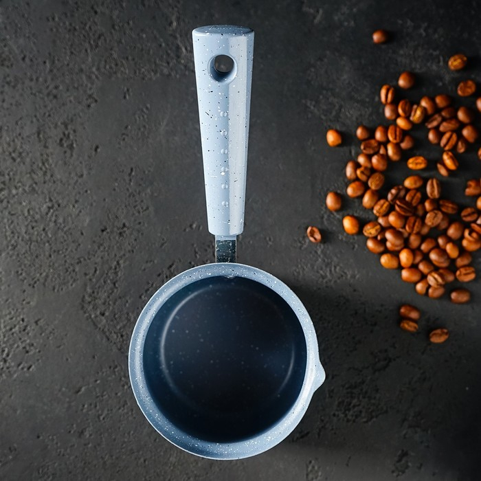 Турка Доляна «Мрамор грэй», 450 мл, d=9 см, 20×9×14 см, пластиковая ручка, антипригарное покрытие, индукция, цвет серый Турка Доляна «Мрамор грэй», 450 мл, d=9 см, 20×9×14 см, пластиковая ручка, антипригарное покрытие, индукция, цвет серый