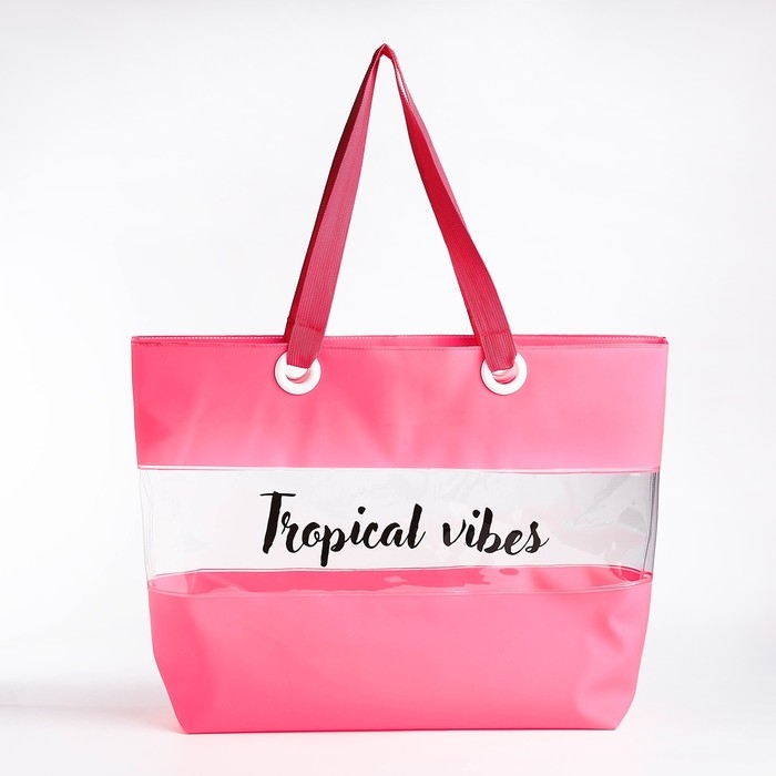 Сумка женская пляжная Tropical vibes, 50х35х11 см, розовый цвет Сумка женская пляжная Tropical vibes, 50х35х11 см, розовый цвет