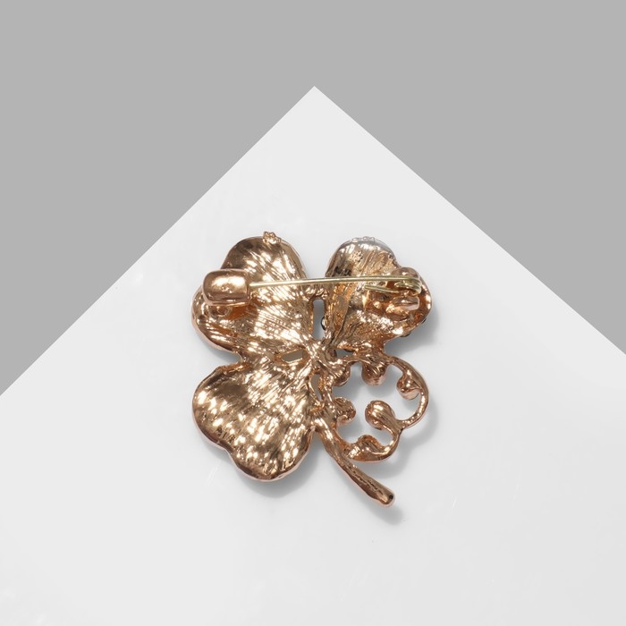 Брошь «Клевер», цвет зелёный в золоте Брошь «Клевер», цвет зелёный в золоте
