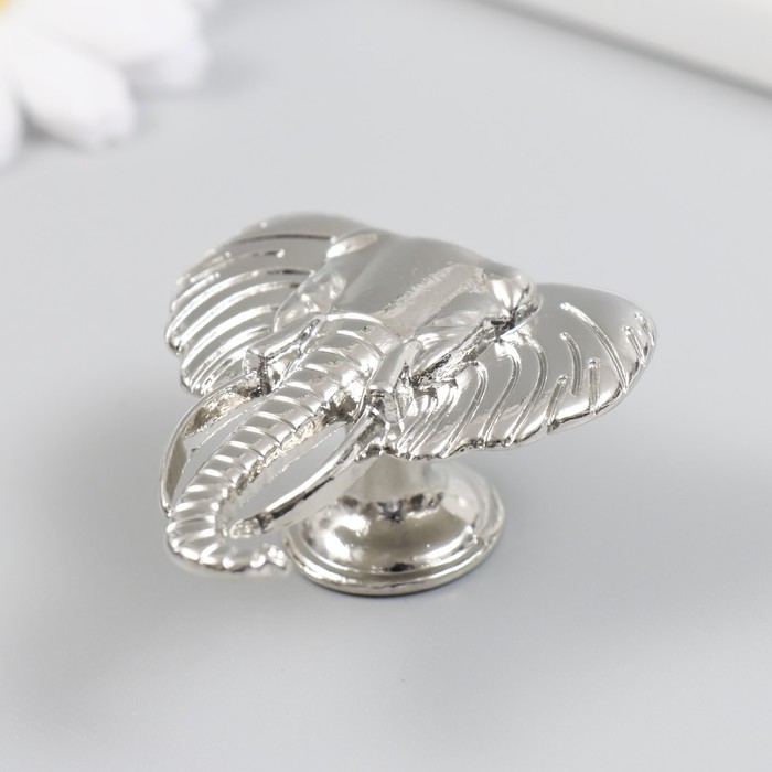 Ручка для шкатулки металл Ручка для шкатулки металл "Голова слона" серебро 4,5х4,2 см