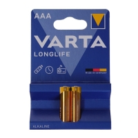 Батарейка алкалиновая Varta LongLife, AAA, LR03-2BL, 1.5В, блистер, 2 шт.