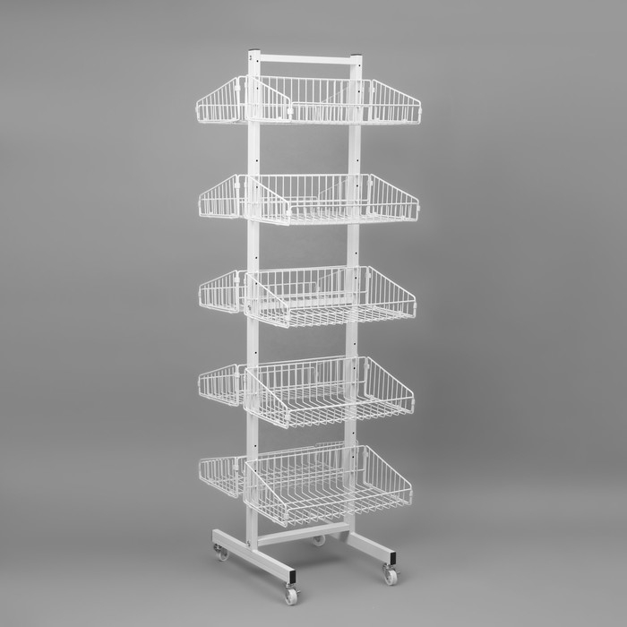 Накопитель разборный на колесах, двухсторонняя, 10 корзин, 45×55×165 см, цвет белый Накопитель разборный на колесах, двухсторонняя, 10 корзин, 45×55×165 см, цвет белый