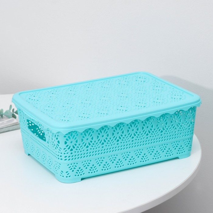 Контейнер для хранения с крышкой «Ажур», пластик, 35×27×12 см, цвет МИКС Контейнер для хранения с крышкой «Ажур», пластик, 35×27×12 см, цвет МИКС