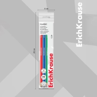 Набор чернографитных карандашей 4 штуки, ErichKrause "Classic triangle", HB, грифель d=2.2 мм, пластик, трехгранные, в пакете, микс
