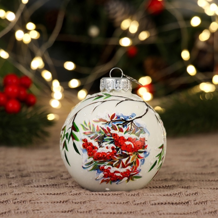 Шар "Снежная рябина", 80 мм., в подарочной упаковке