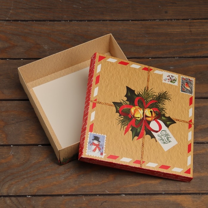 Новый год. Коробка подарочная новогодняя складная, крышка-дно Новый год. Коробка подарочная новогодняя складная, крышка-дно "Новогодний подарок" 20 х 20 х 6 см