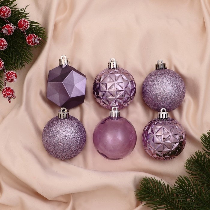 Набор шаров пластик 16 шт Набор шаров пластик 16 шт "Изабель" астероид грани, сиреневый