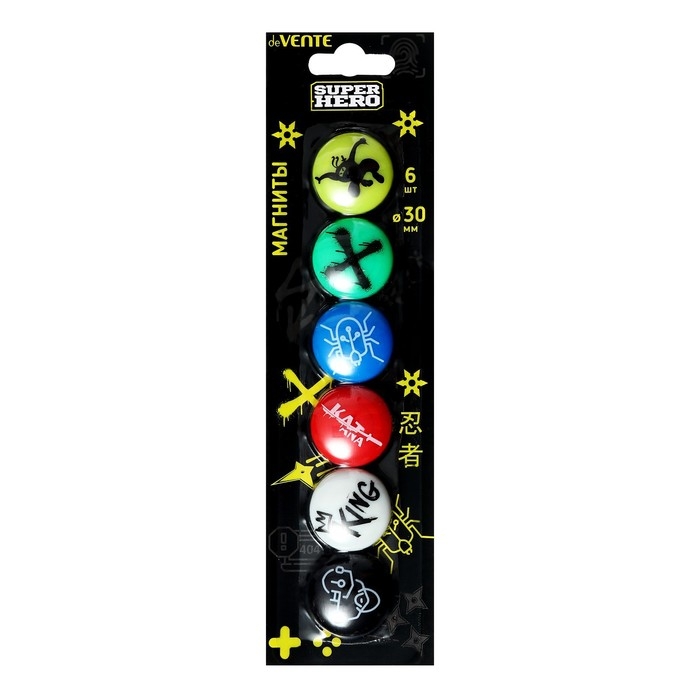 Магниты для досок с дизайном 30 мм, 6 штук, deVENTE. SuperHero, в картонном блистере 6021318 Магниты для досок с дизайном 30 мм, 6 штук, deVENTE. SuperHero, в картонном блистере 6021318