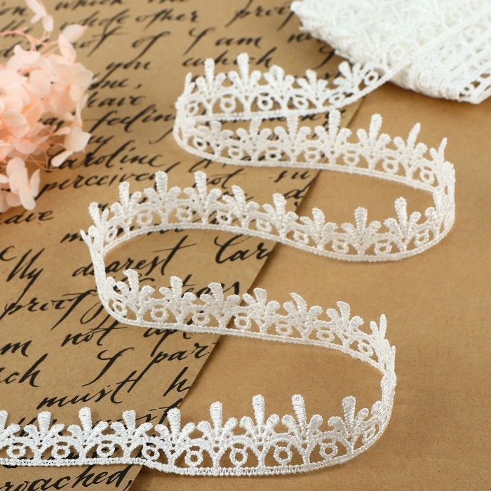 Кружево гипюровое, 20 мм × 14 ± 1 м, цвет белый Кружево гипюровое, 20 мм × 14 ± 1 м, цвет белый