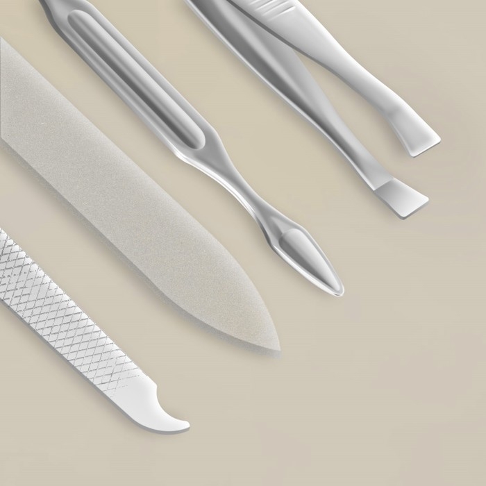 Набор маникюрный, 7 предметов, в футляре, цвет красный Набор маникюрный, 7 предметов, в футляре, цвет красный