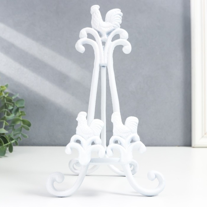 Сувенир чугун подставка  Сувенир чугун подставка "Петух и курочка" белый 28х6х16 см