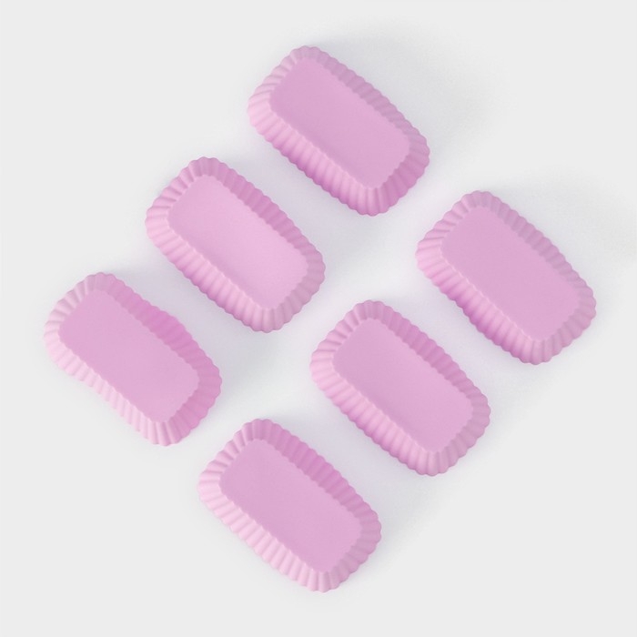 Набор форм для выпечки Доляна «Риб. Прямоугольник», силикон, 8×4,5×2,5 см, 6 шт, цвет сиреневый Набор форм для выпечки Доляна «Риб. Прямоугольник», силикон, 8×4,5×2,5 см, 6 шт, цвет сиреневый