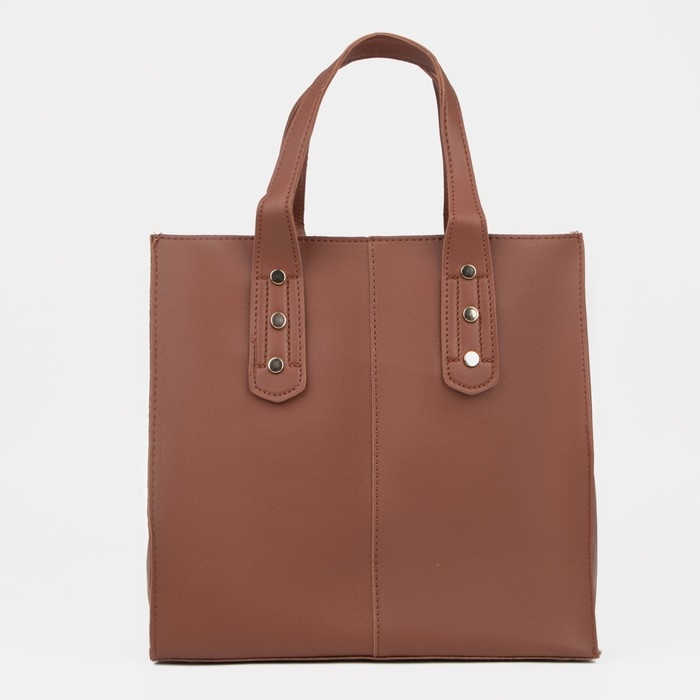 Сумка женская тоут на молнии, цвет коричневый