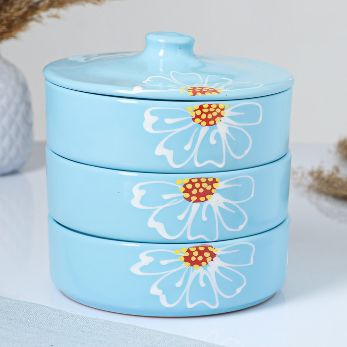 Набор для холодца  Набор для холодца "Подарочный" 3х0,75л, ромашка голубая