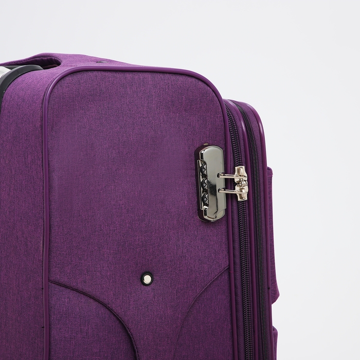 Чемодан большой 95 л (L), отдел на молнии, с расширением, кодовый замок, 3 колеса, 2 наружных кармана, цвет фиолетовый Чемодан большой 95 л (L), отдел на молнии, с расширением, кодовый замок, 3 колеса, 2 наружных кармана, цвет фиолетовый