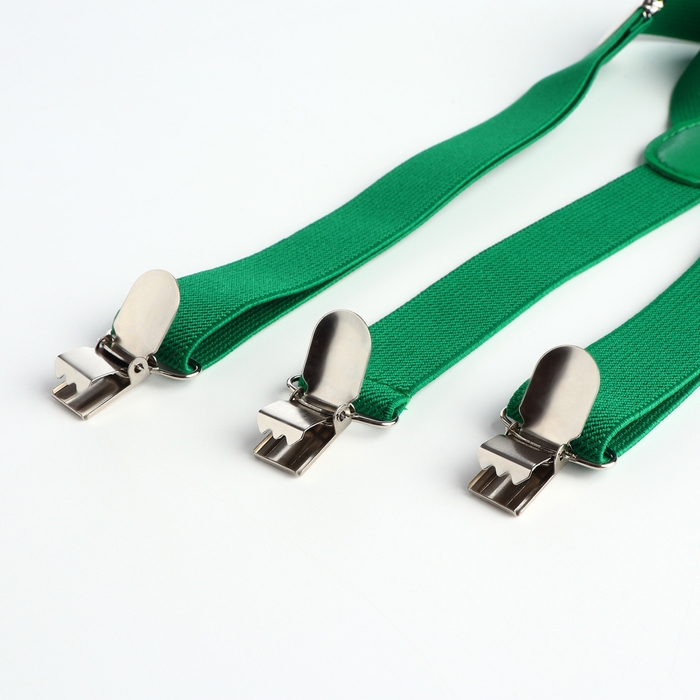 Подтяжки взрослые, ширина 2,5 см, цвет зелёный Подтяжки взрослые, ширина 2,5 см, цвет зелёный
