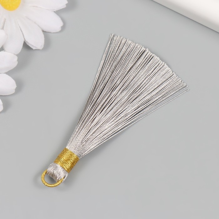 Декор для творчества текстиль Декор для творчества текстиль "Кисть. Оливия" серый набор 2 шт 8х1,2 см