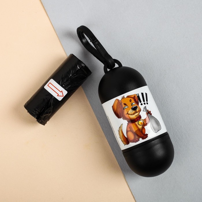 Контейнер с пакетами для уборки за собаками «Пёсик» (рулон 15 шт) Контейнер с пакетами для уборки за собаками «Пёсик» (рулон 15 шт)