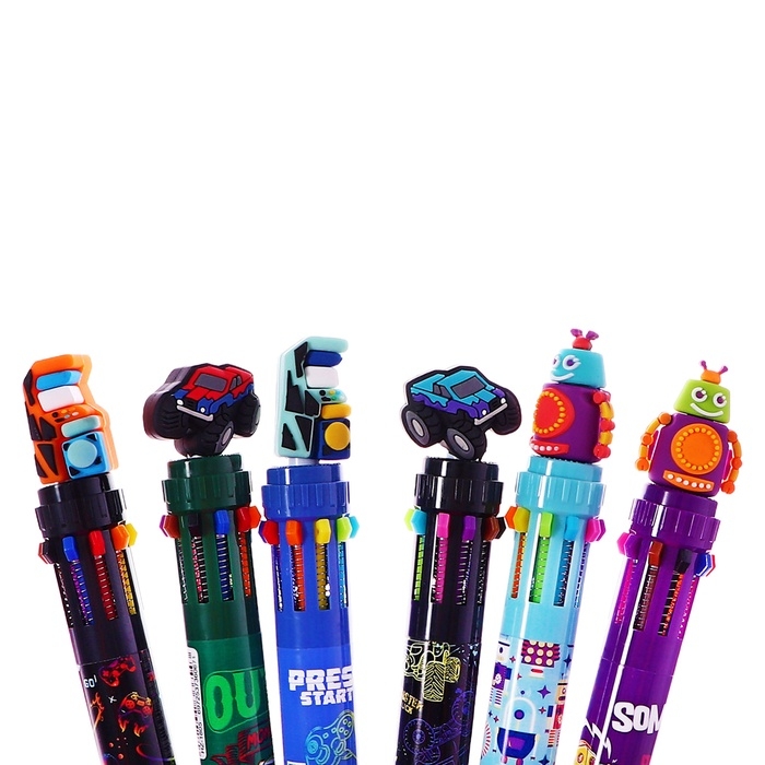 Ручка шариковая автоматическая, 10-ти цветная, штрихкод на штуке, МИКС Робот/Машина Ручка шариковая автоматическая, 10-ти цветная, штрихкод на штуке, МИКС Робот/Машина