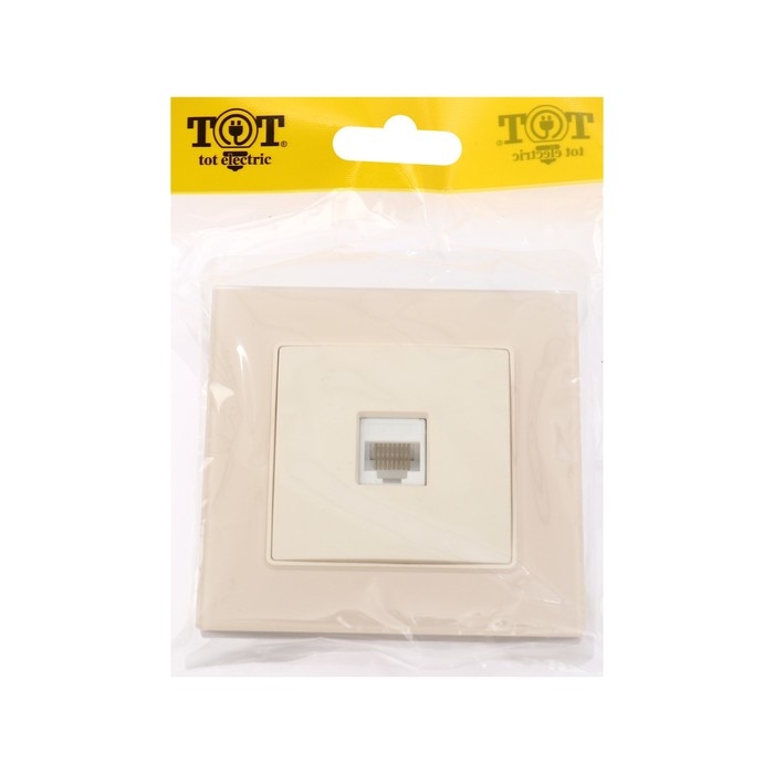 Розетка компьютерная одноместная TOT Matte Glass, скрытая, стекло, бежевая