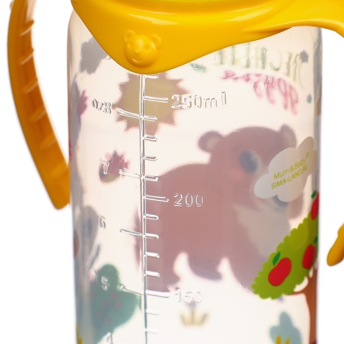 Бутылочка для кормления «Лесные друзья», классическое горло, 250 мл., от 3 мес., цилиндр, с ручками Бутылочка для кормления «Лесные друзья», классическое горло, 250 мл., от 3 мес., цилиндр, с ручками