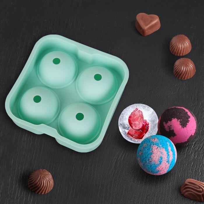 Форма для льда Доляна, 12×5 см, 4 ячейки, цвет МИКС Форма для льда Доляна, 12×5 см, 4 ячейки, цвет МИКС