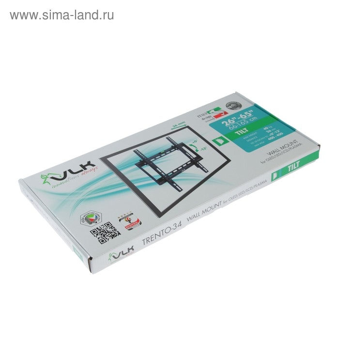 Кронштейн VLK TRENTO-34, для ТВ, наклонный, 26-65 Кронштейн VLK TRENTO-34, для ТВ, наклонный, 26-65", 32  мм от стены, черный