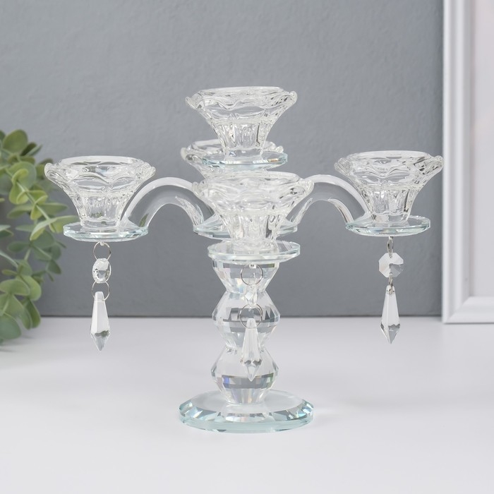 Подсвечник стекло на 5 свечей Подсвечник стекло на 5 свечей "Канделябр" 19х23х23 см