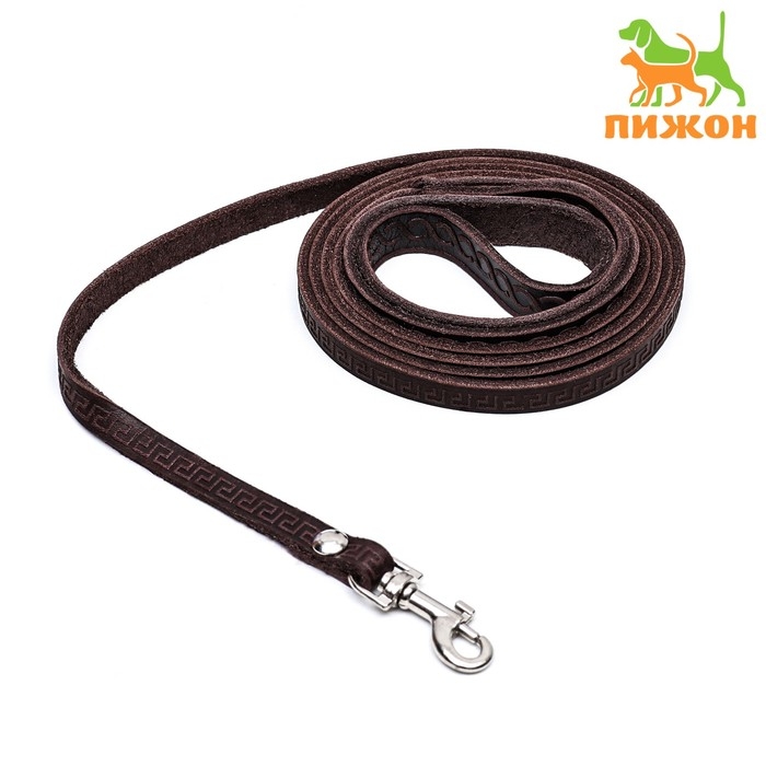 Поводок кожаный тисненый однослойный, 1.4 м х 0,8 см, коричневый Поводок кожаный тисненый однослойный, 1.4 м х 0,8 см, коричневый