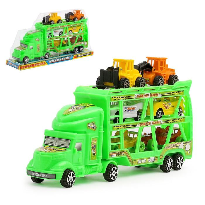 Грузовик инерционный «Автовоз» 3-х уровневый, с 6 машинами, цвета МИКС Грузовик инерционный «Автовоз» 3-х уровневый, с 6 машинами, цвета МИКС