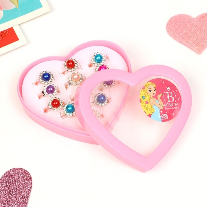 Кольца детские набор 12шт «Выбражулька» цветочки, цвет МИКС в серебре, б-р Кольца детские набор 12шт «Выбражулька» цветочки, цвет МИКС в серебре, б-р