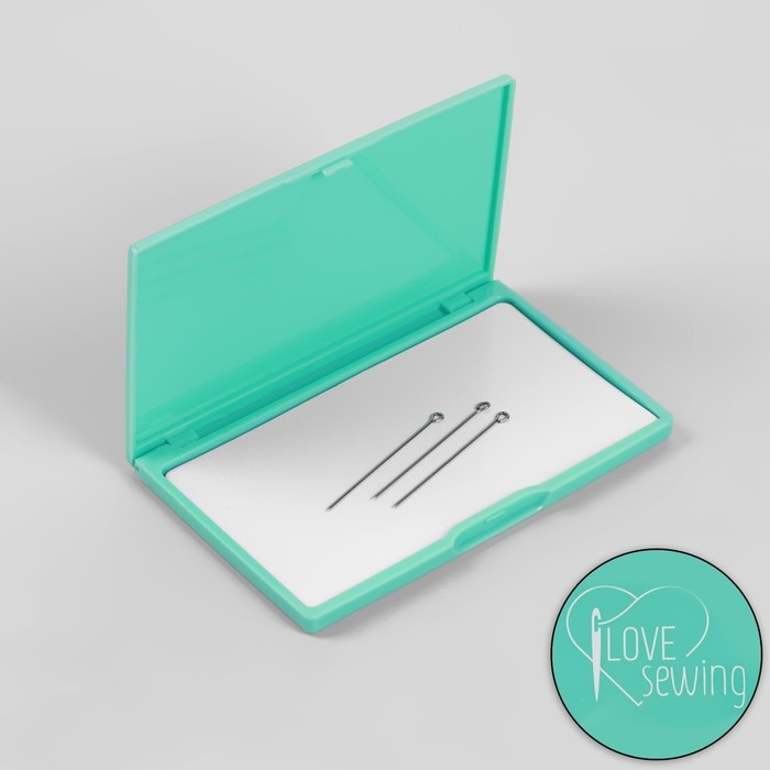 Игольница магнитная, 11 × 6,5 см, надпись МИКС, цвет бирюзовый Игольница магнитная, 11 × 6,5 см, надпись МИКС, цвет бирюзовый