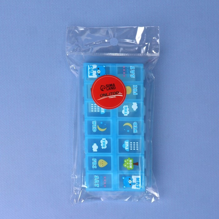 Таблетница «Картинки», 13 × 6 × 2 см, 14 секций, цвет МИКС Таблетница «Картинки», 13 × 6 × 2 см, 14 секций, цвет МИКС