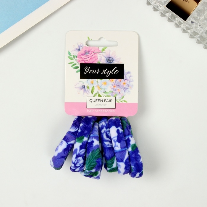 Резинка для волос Резинка для волос "Цветочный орнамент" (набор 6 шт) незабудки