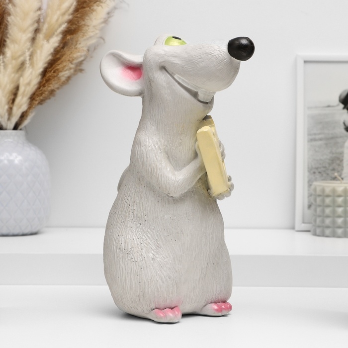 Копилка Копилка "Крыса с сыром" серая, 24х16х14см