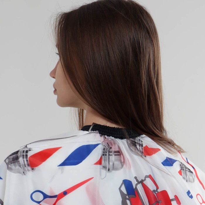 Пеньюар парикмахерский, цвет белый/синий/красный Пеньюар парикмахерский, цвет белый/синий/красный