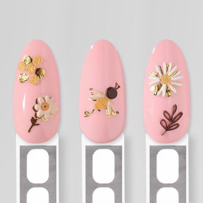 Наклейки для ногтей «Пчёлы и цветы», объёмные, разноцветные Наклейки для ногтей «Пчёлы и цветы», объёмные, разноцветные