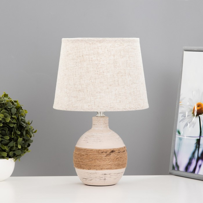 Лампа настольная с абажуром Лампа настольная с абажуром "Шпагат светлый" Е14 23х23х34 см