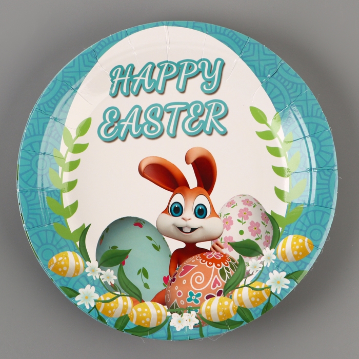 Тарелки бумажные «Светлой Пасхи» с зайкой, 6 шт. Тарелки бумажные «Светлой Пасхи» с зайкой, 6 шт.