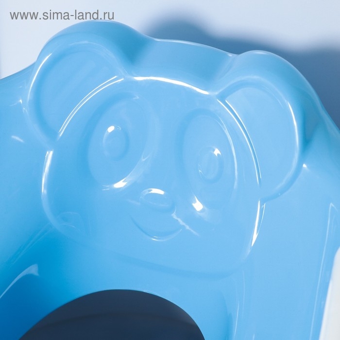 Детская накладка - сиденье на унитаз со ступенькой «Панда», с ручками, цвет голубой Детская накладка - сиденье на унитаз со ступенькой «Панда», с ручками, цвет голубой